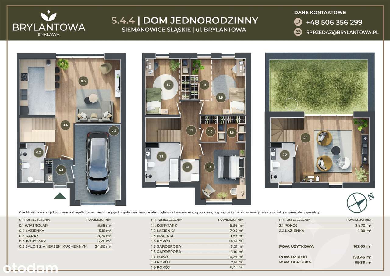 Nowy dom 162m2, 6 pokoi, garaż, ogródek 69,37m2, II ETAP