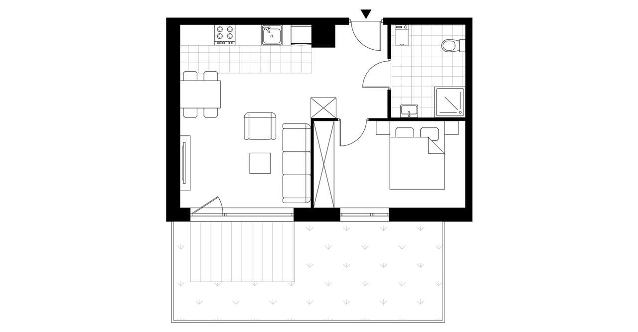 2-pokojowe mieszkanie 42m2 + ogródek - Pełny obrazek: 3/8