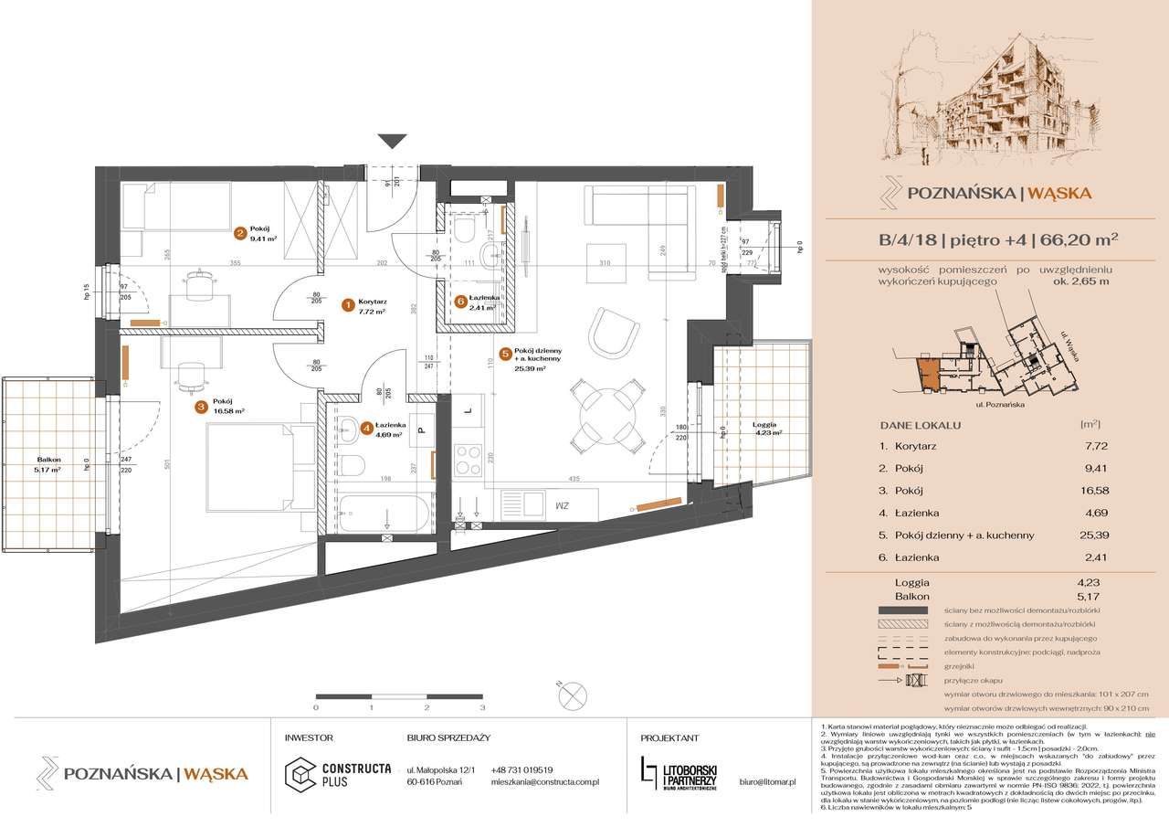 3-pokojowe mieszkanie 66m2 + balkon - Pełny obrazek: 2/7
