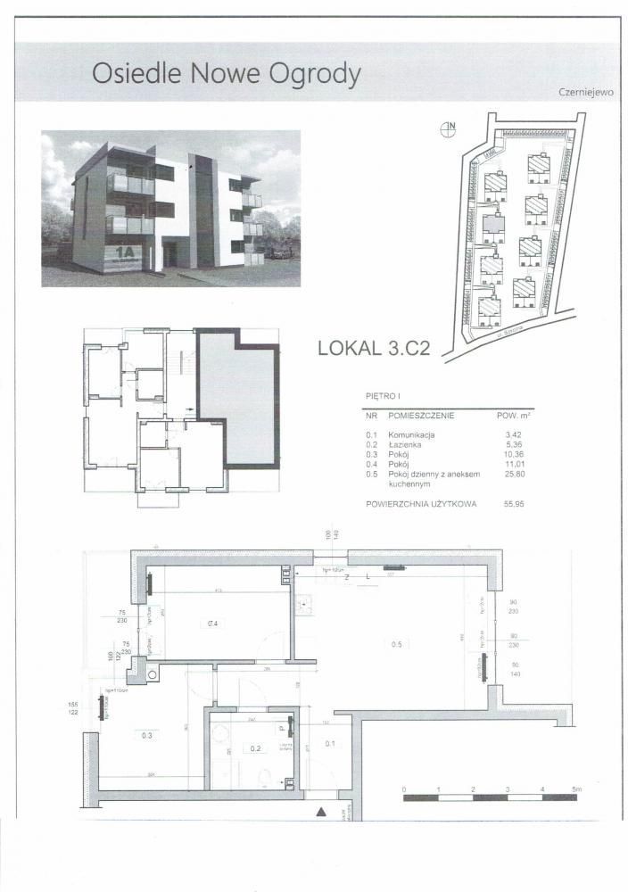 Mieszkanie, 55,95 m², Czerniejewo