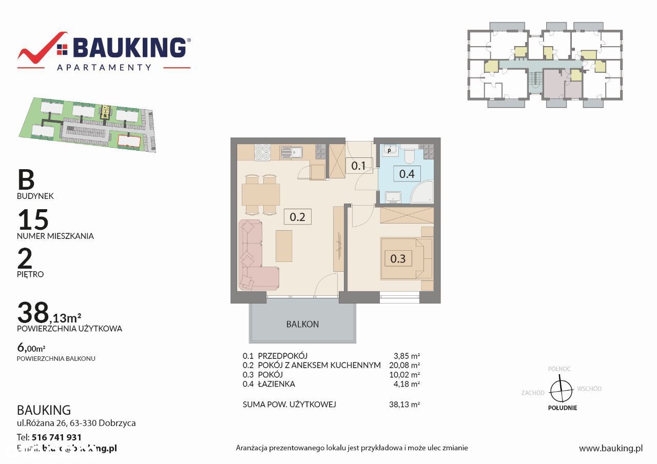 Jarocin Apartament BAUKING - 38,13 m2 - budynek B