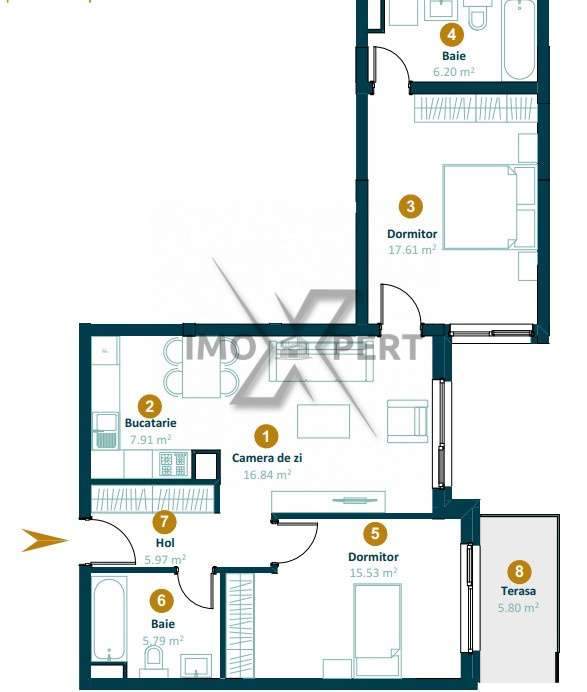 Oportunitate! Apartament 3 camere bloc nou zona Intre Lacuri - Imagine principală: 3/8