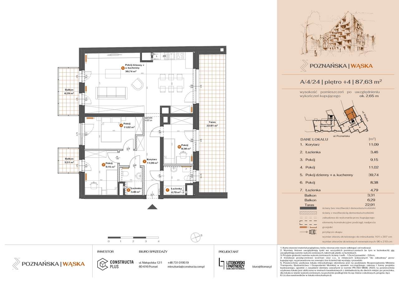 4-pokojowe mieszkanie 87m2 + taras Bez Pośredników - Pełny obrazek: 2/7