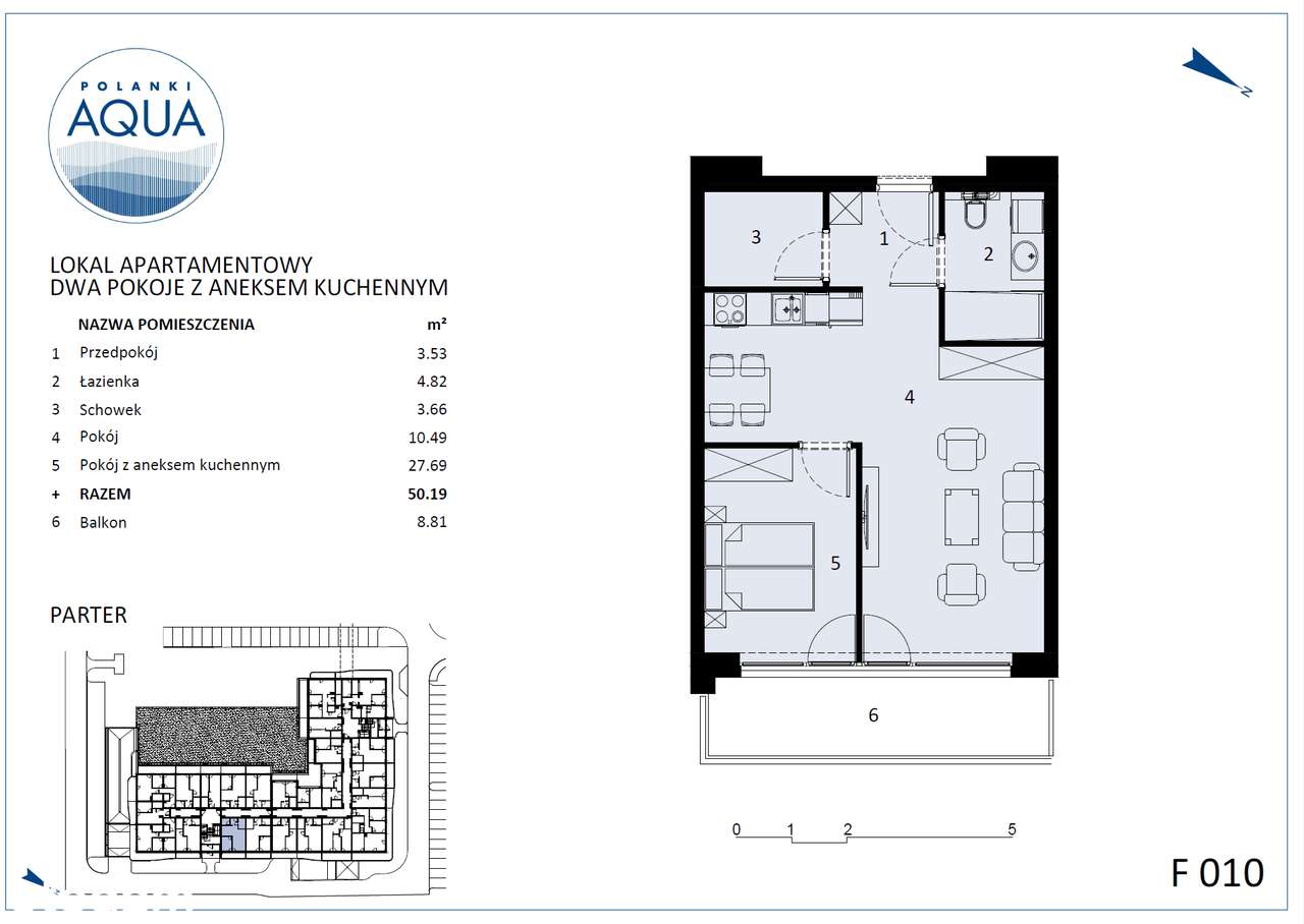 Polanki Aqua| segment F010 |2-pokojowy Apartament - Pełny obrazek: 2/8