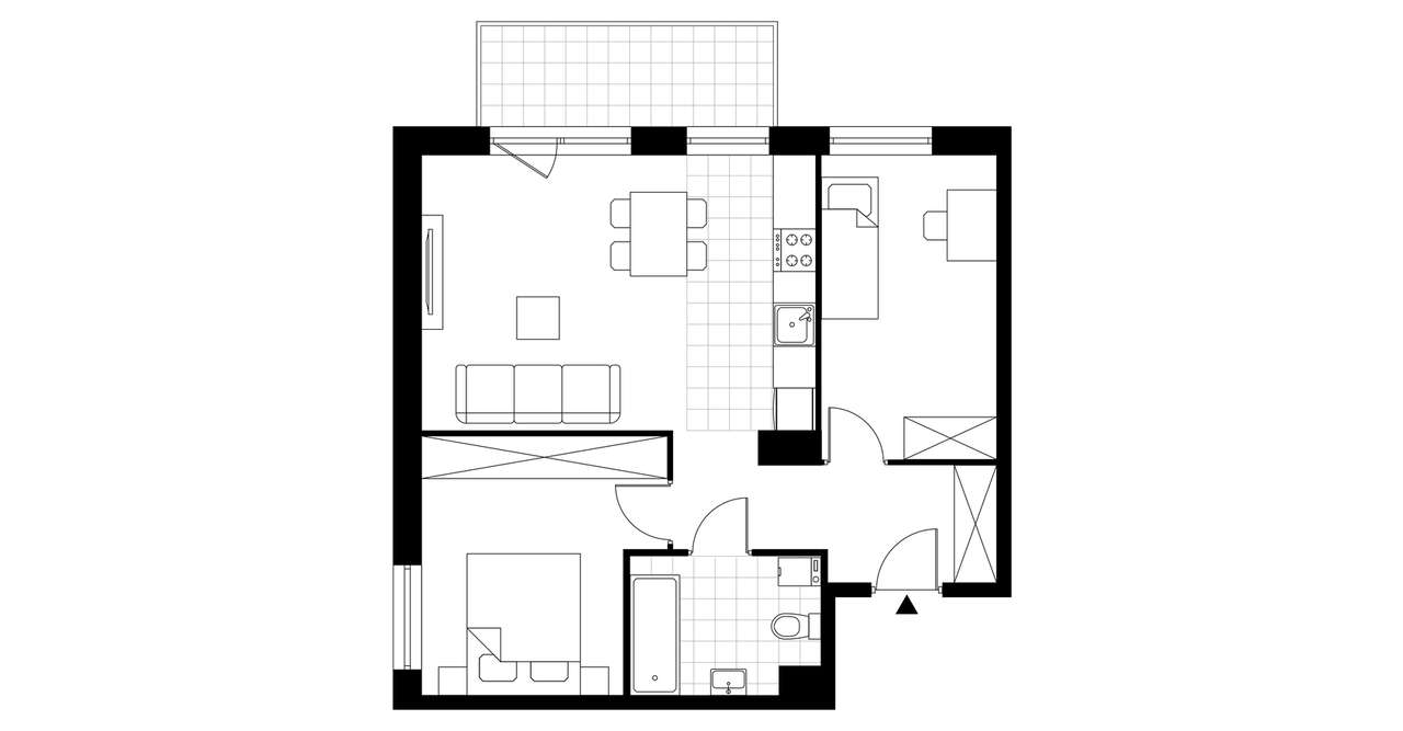 3-pokojowe mieszkanie 55m2 + balkon - Pełny obrazek: 3/8