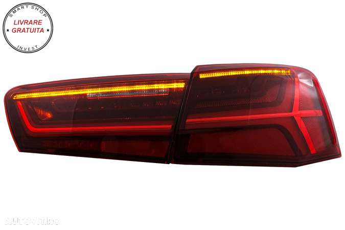 Stopuri Full LED Audi A6 4G C7 (2011-2014) Red Clear Facelift Design Semnalizare S- livrare gratuita - 5