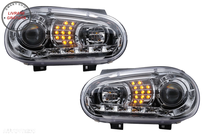 Faruri LED DRL VW Golf IV 4 (09.1997-09.2003) Crom- livrare gratuita - 16