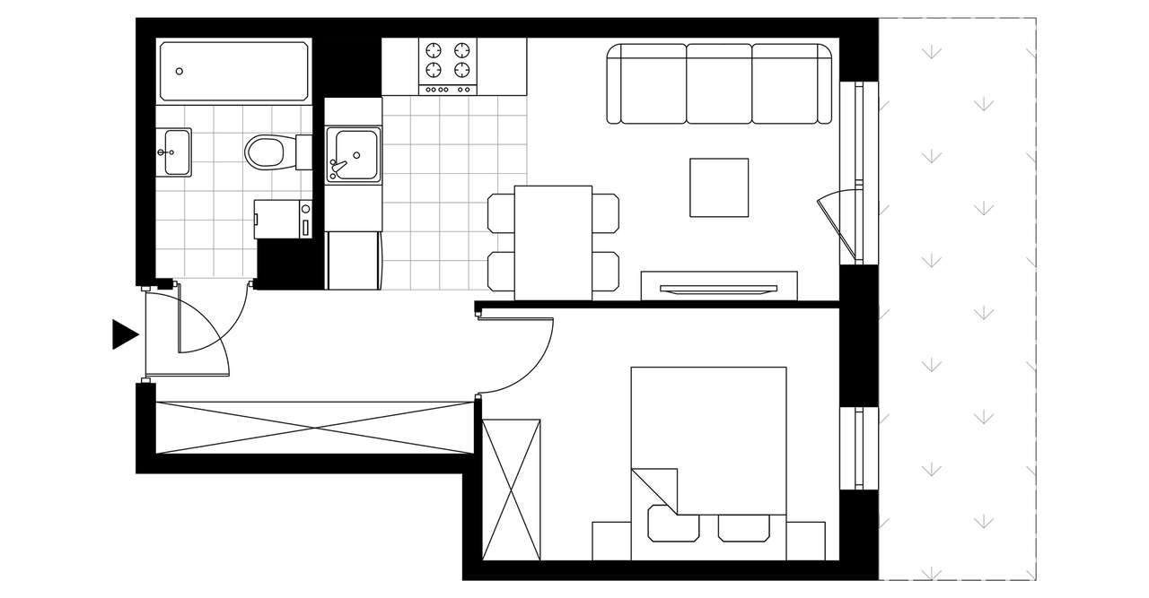 2-pokojowe mieszkanie 40m2 + ogródek Bez Prowizji - Pełny obrazek: 3/8