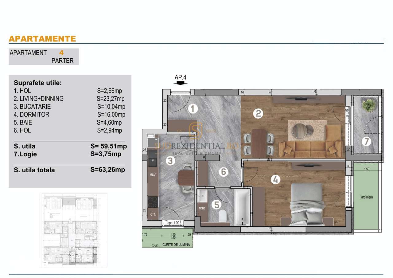 Apartament modern cu incalzire in pardoseala, 2 camere, decomandat, S4 - Imagine principală: 5/20
