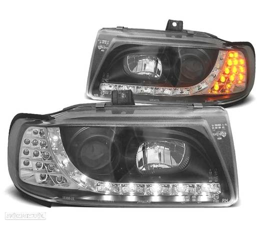 FARÓIS LUZ DIURNA LED PARA SEAT IBIZA CORDOBA 6K 95-99 FUNDO PRETO - 1