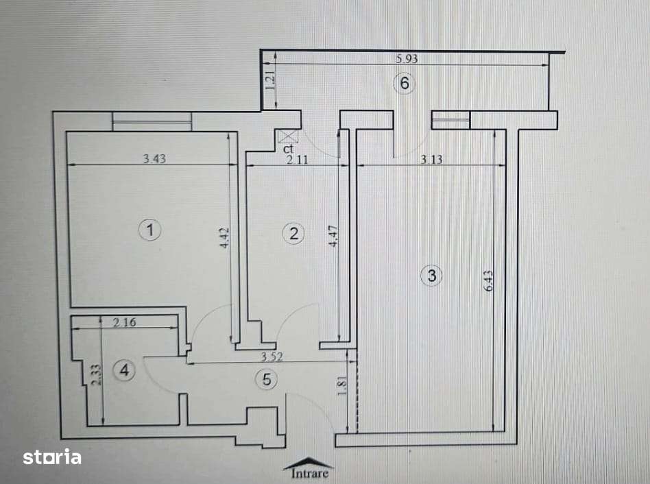 INTABULAT! Apartament cu 2 camere, decomandat, etaj 2, 60mp, 136.000-2
