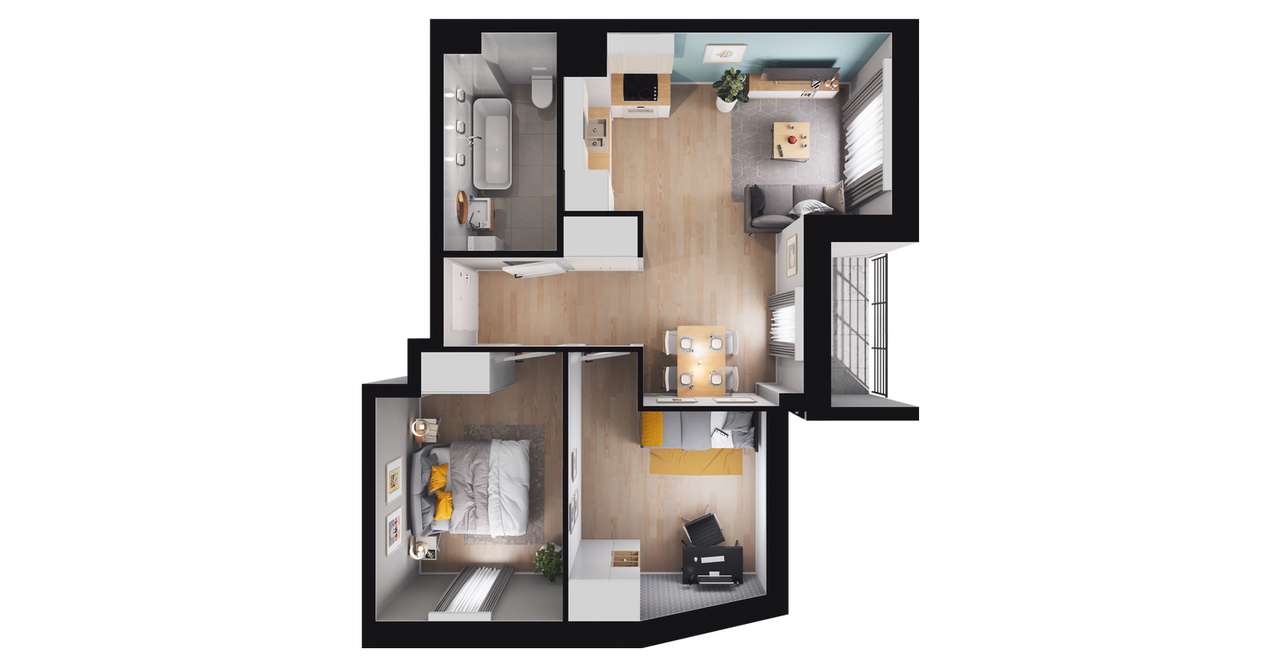 3-pokojowe mieszkanie 47m2 Bezpośrednio - Pełny obrazek: 2/6