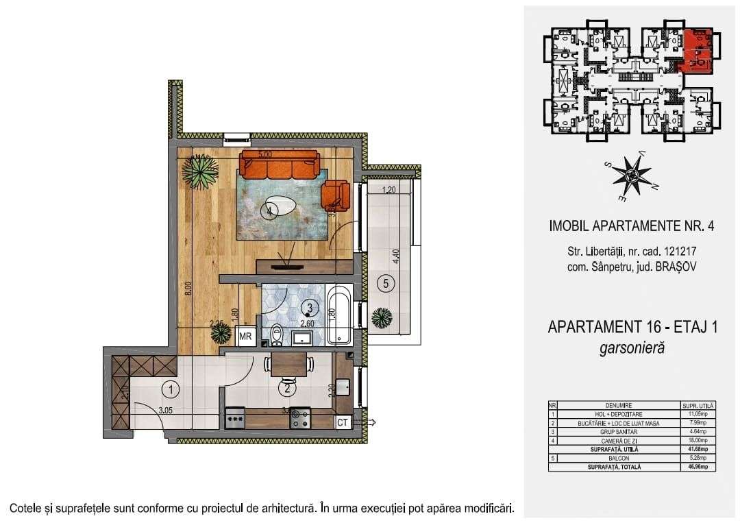 Garsonieră etaj 1 Orizont Residence Sânpetru (preț fără TVA) - Imagine principală: 4/13