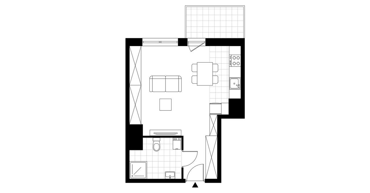 1-pokojowe mieszkanie 33m2 + balkon - Pełny obrazek: 3/8