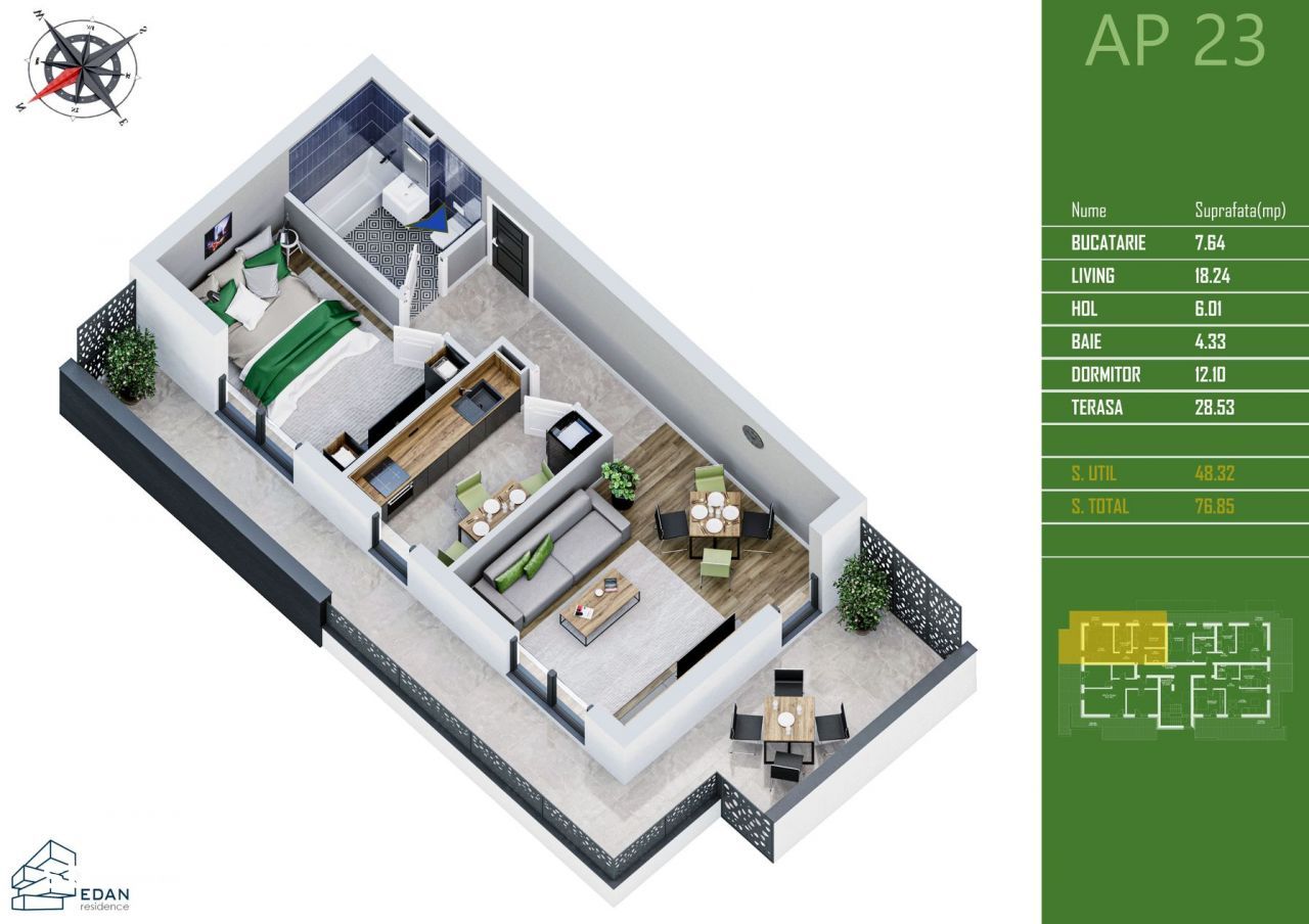 2 camere -Titan-Pallady-Metrou Nicolae Teclu