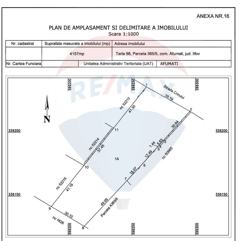 Teren 4000mp Afumati - strada Crinului - utilitati pe teren