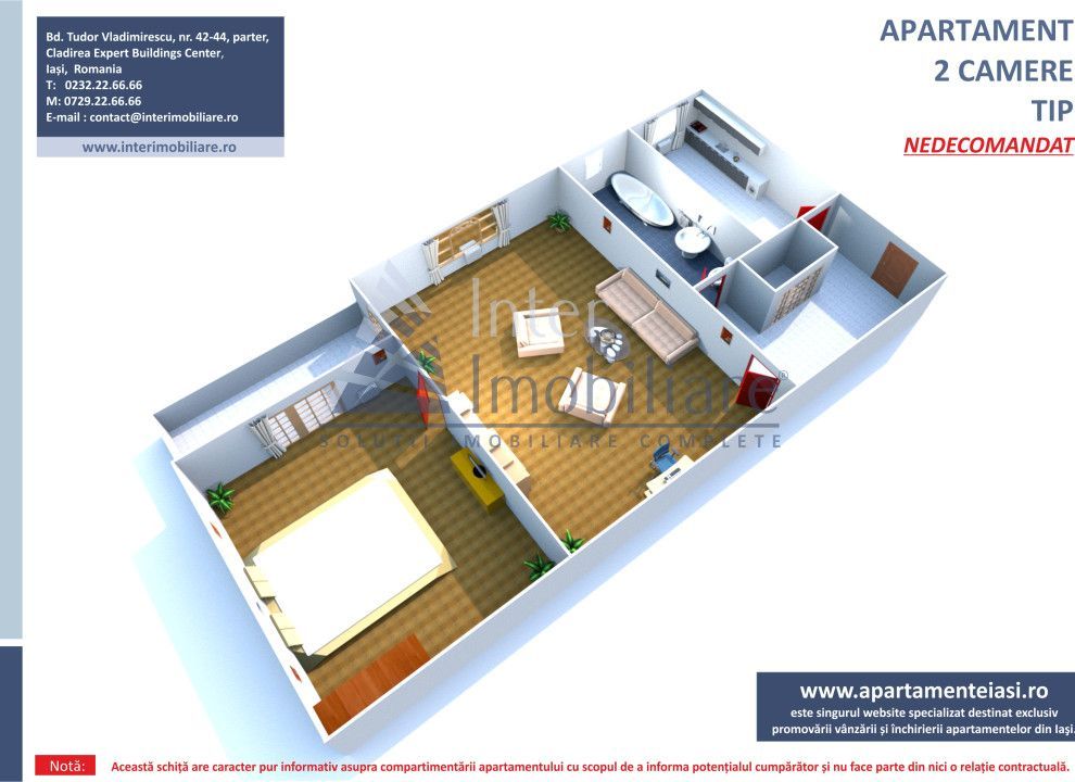 Apartament  2 camere Podu Ros , 50 metri, etaj 4 Cod:145602