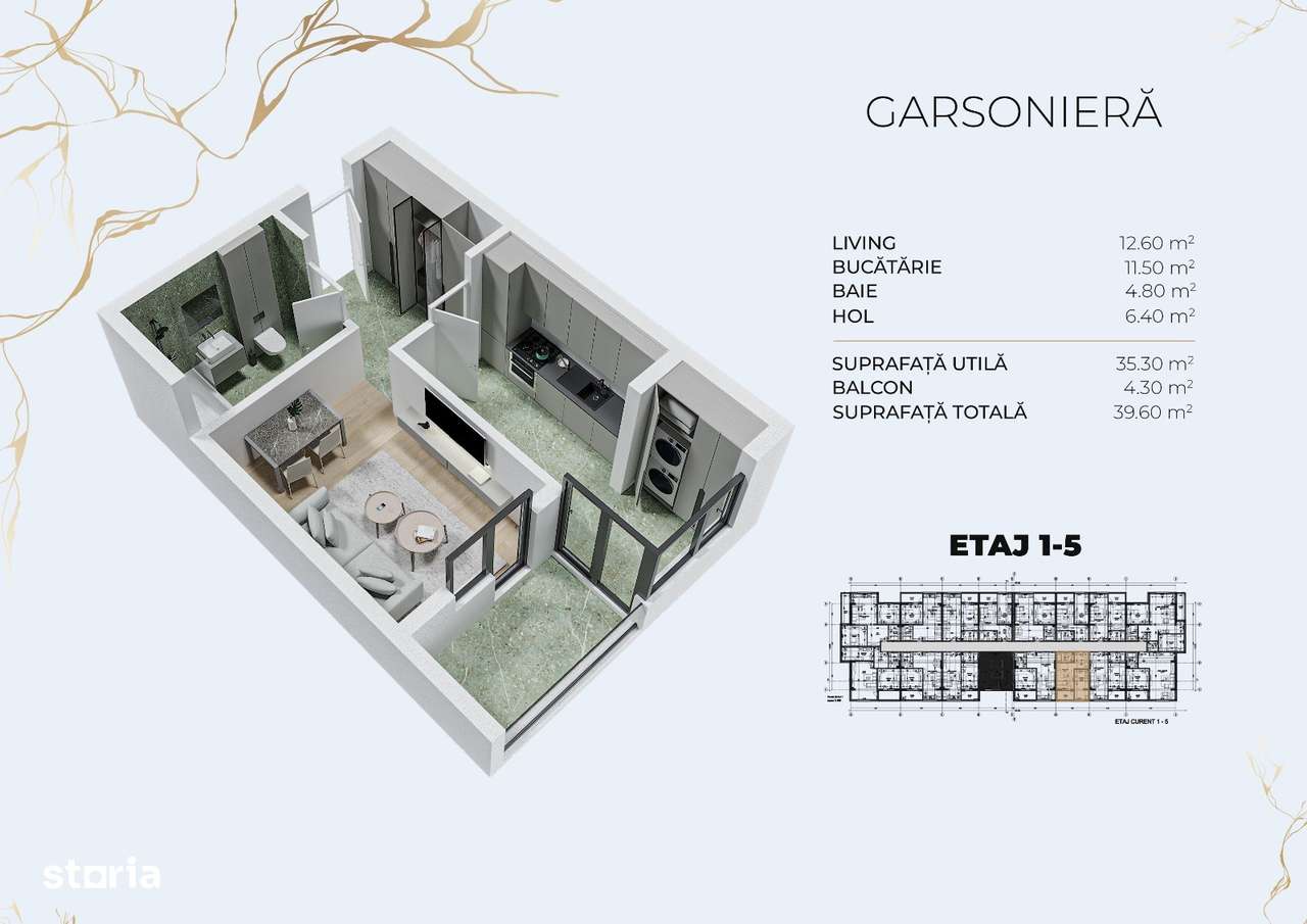 Metrou Berceni 5-12 min - Garsoniere 40m2 cu balcon, in constructie - Imagine principală: 2/8
