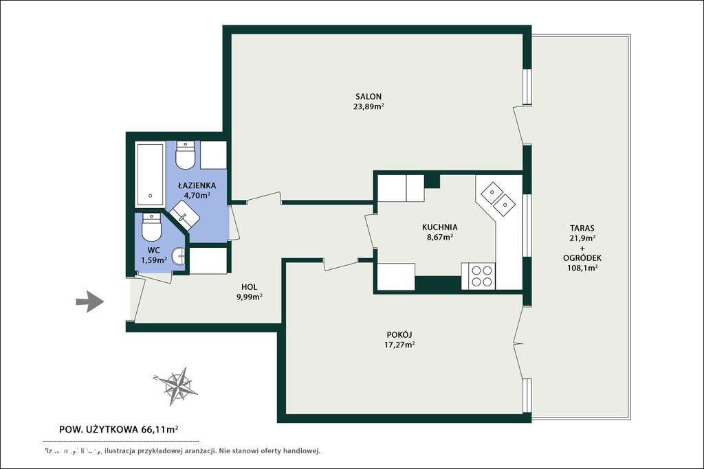 2-pokojowe mieszkanie z tarasem i 109 m² ogródkiem - Pełny obrazek: 5/14