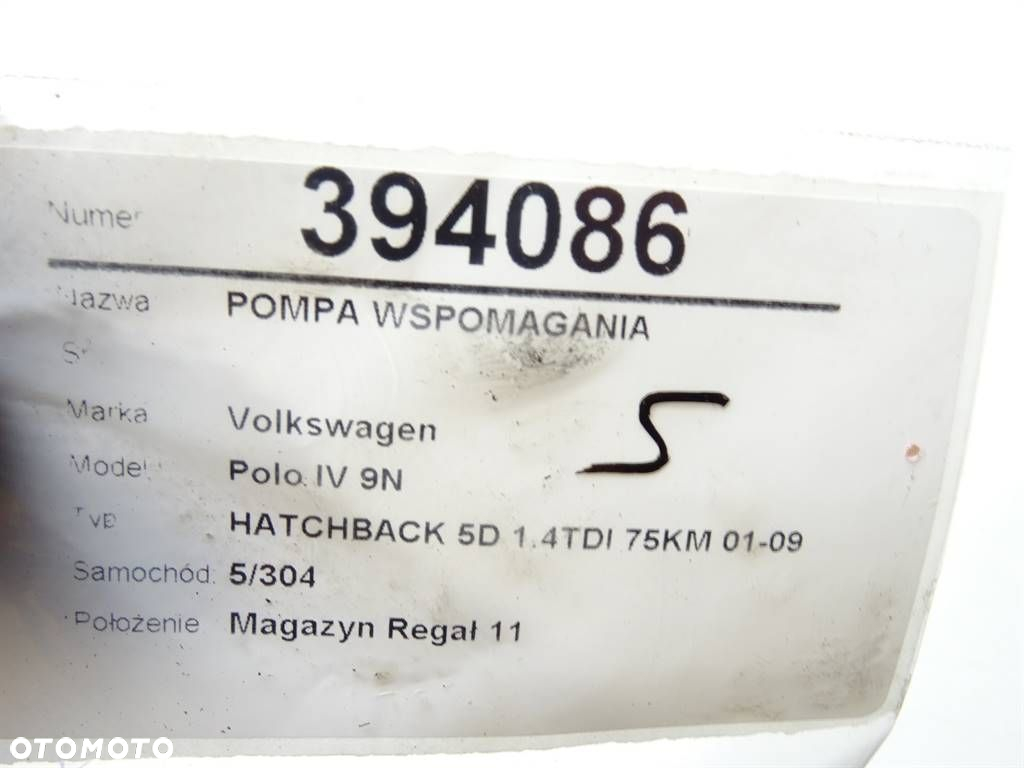 POMPA WSPOMAGANIA VW POLO (9N_, 9A_) 2001 - 2014 1.4 TDI 55 kW [75 KM] olej napędowy 2001 - 2005 - 5