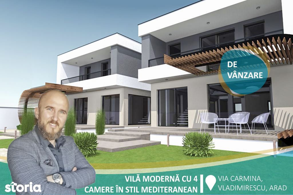 Vila moderna si fresh cu 4 camere in stil mediteranean in Via Carmina