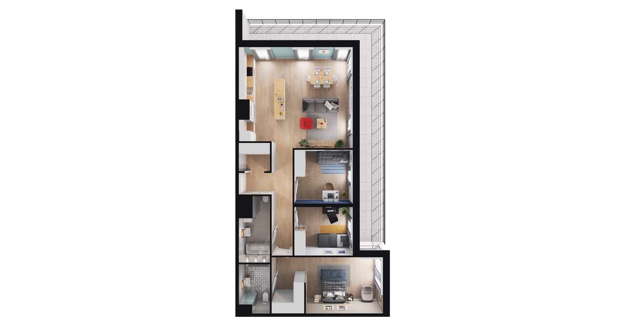 4-pokojowe mieszkanie 97m2 + loggia Bez Prowizji - Pełny obrazek: 2/8