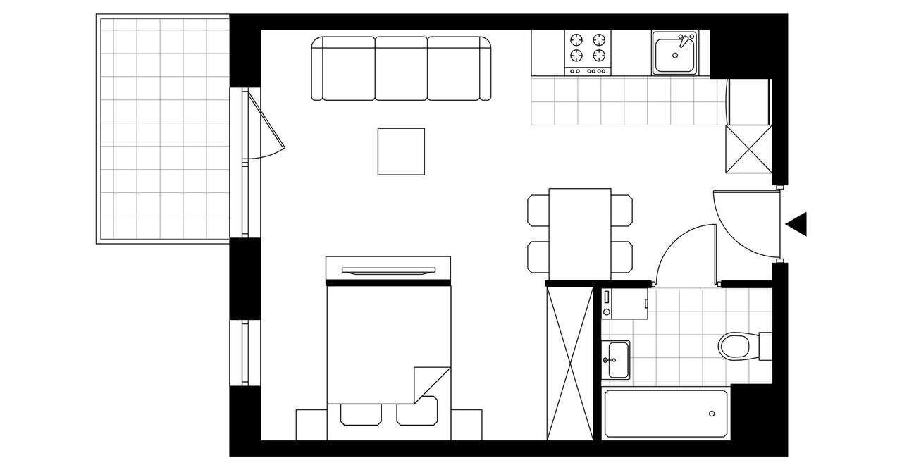 1-pokojowe mieszkanie 33m2 + balkon Bezpośrednio - Pełny obrazek: 3/8