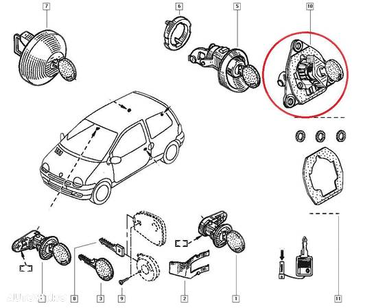 Yala hayon Renault Twingo 1 2004-, Original Renault 7701208502, inchizator portbagaj spate - 1