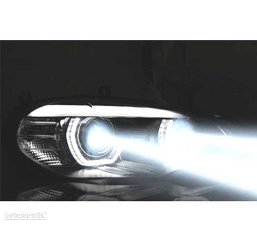 FARÓIS LED PARA BMW X5 E70 07-13 OEM XENON ANGEL EYES PRETO - 5