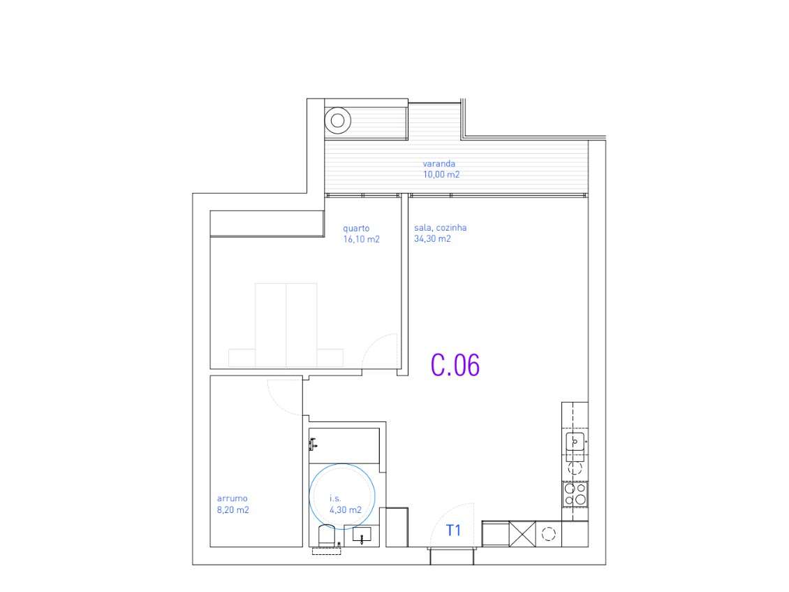 Apartamento T1+1 Santa Marinha de 2023 ao Arrábida Shopping VL8-35