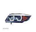 FARÓIS FRONTAIS PARA BMW SERIE 3 E90 E91 ANGEL YES FULL LED 3D FUNDO PRETO 05-08 BERLINA TOURING - 1