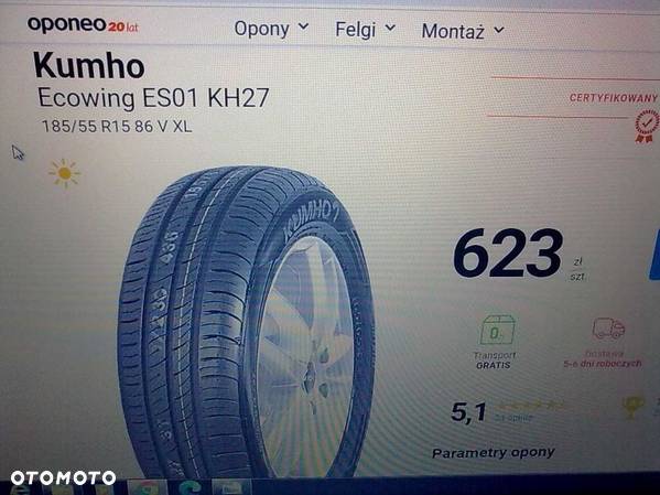 Nowe opony 4x KUMHO ECOWING 185/55R15 86H XL 2020r. Ideały - 8