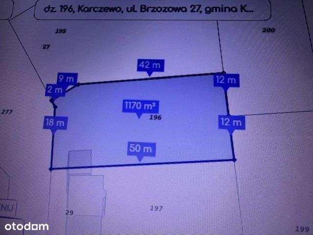 Karczewko, ul. Brzozowa,działka budowlana 1171-4