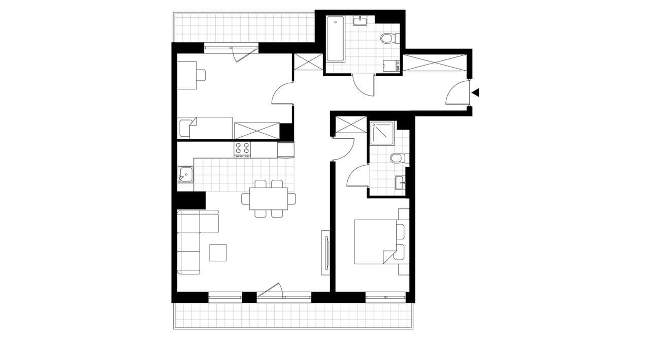 3-pokojowe mieszkanie 73m2 + 2 tarasy - Pełny obrazek: 3/8