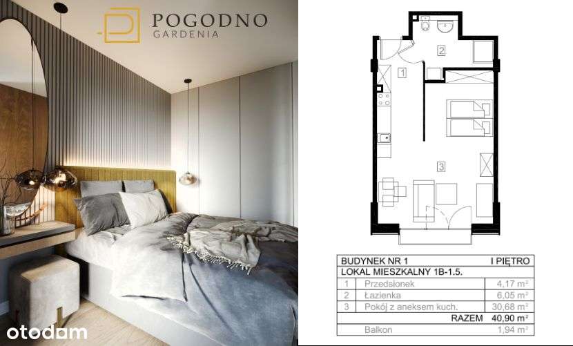 Gardenia Pogodno | Mieszkanie 1-pokojowe - Pełny obrazek: 2/7
