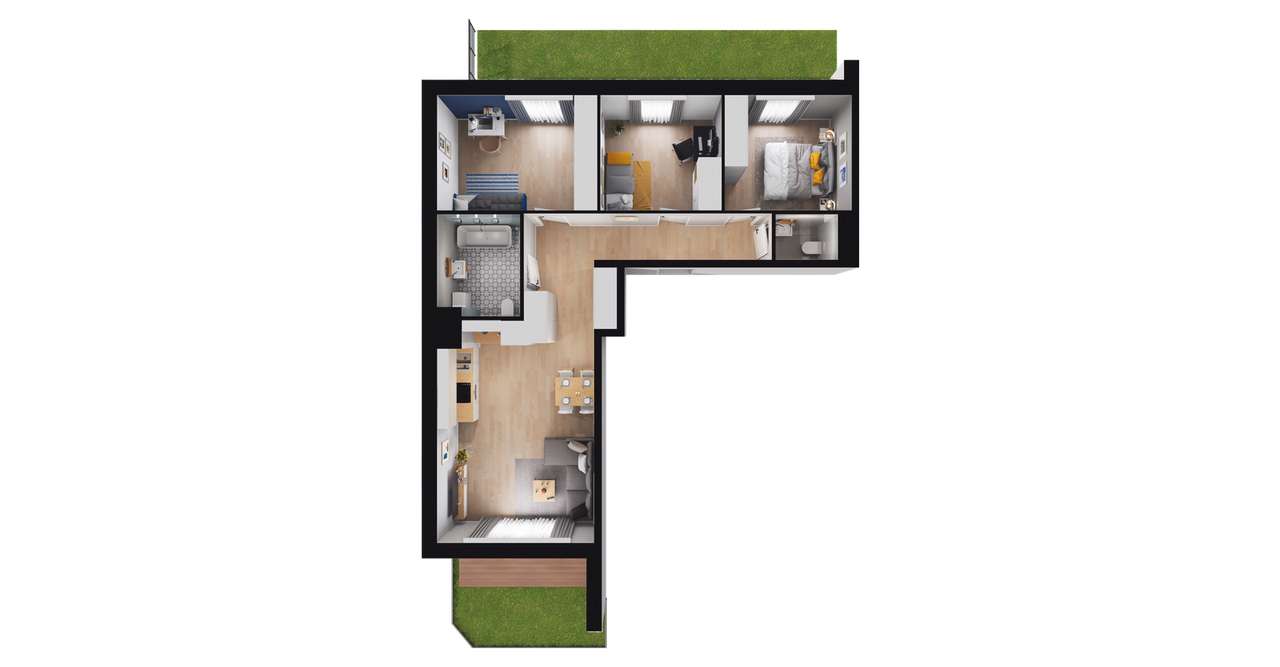 4-pokojowe mieszkanie 76m2 + 2 ogródki - Pełny obrazek: 2/8