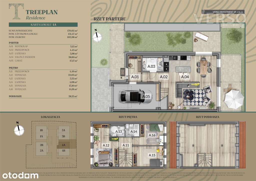 Południe – Nefrytowa Treeplan Residence 0%-8