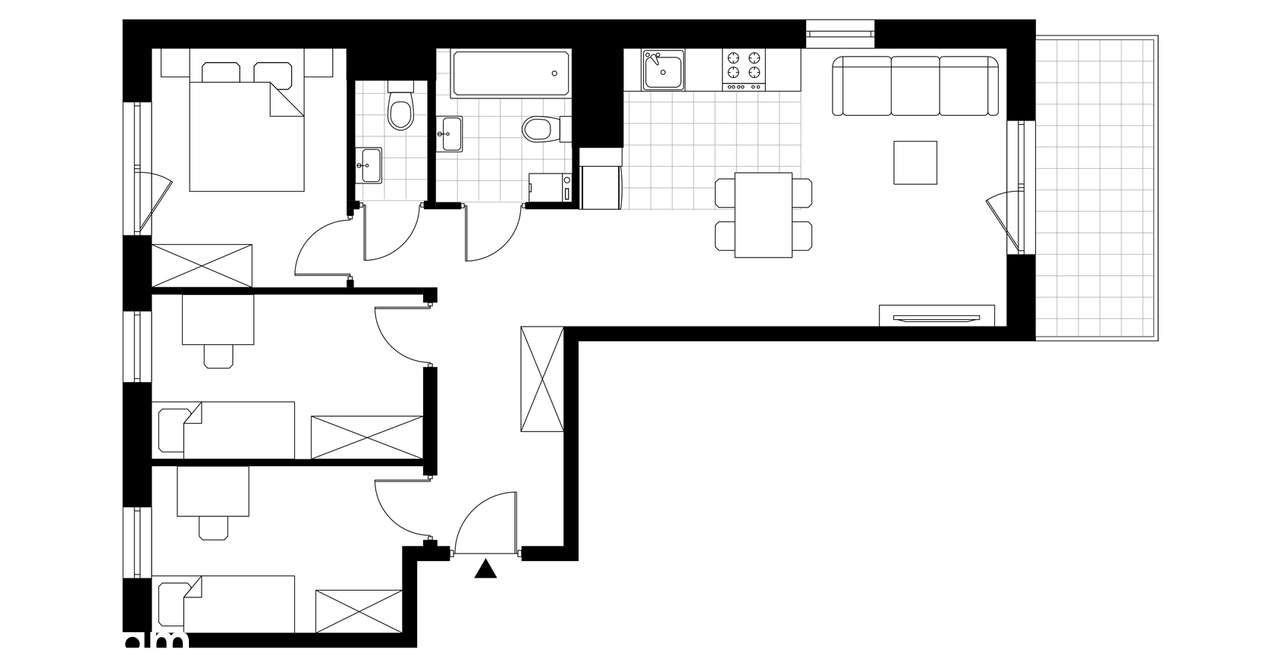 4-pokojowe mieszkanie 68m2 + balkon - Pełny obrazek: 3/8