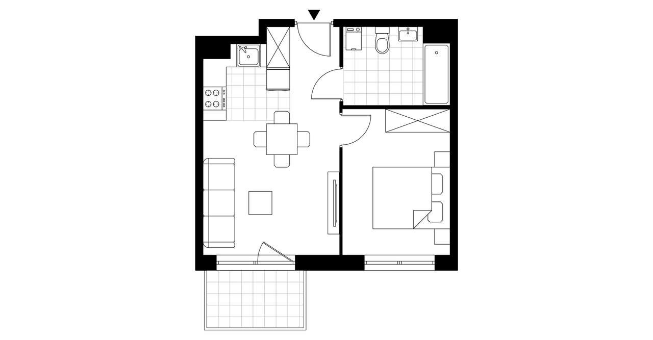 2-pokojowe mieszkanie 34m2 + balkon - Pełny obrazek: 3/8