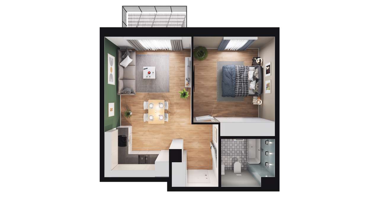 2-pokojowe mieszkanie 43m2 + balkon Bez Prowizji - Pełny obrazek: 2/8