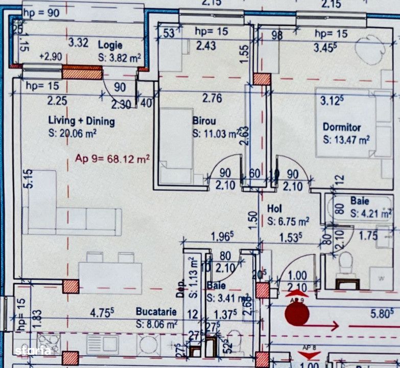 Apartament de 3 camere, 68 mp, finisat, parcare, zona Eroilor