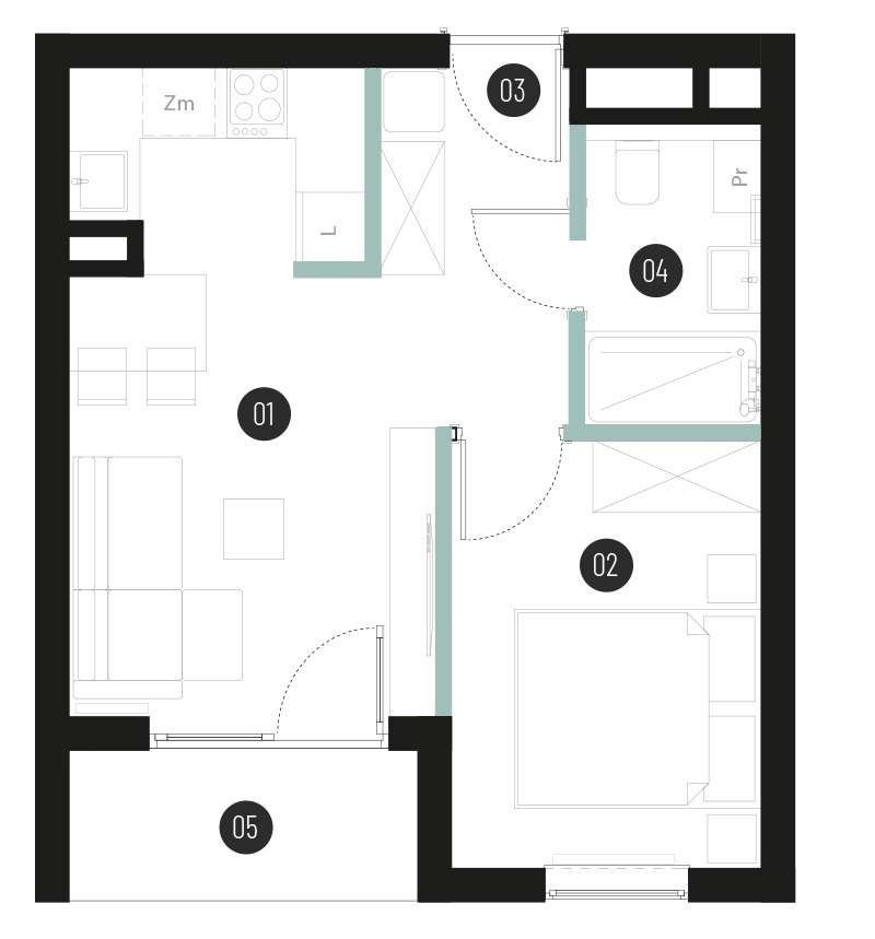 Jedyne takie mieszkanie - 2 pokoje z loggią w cenie 335 000 zł-0