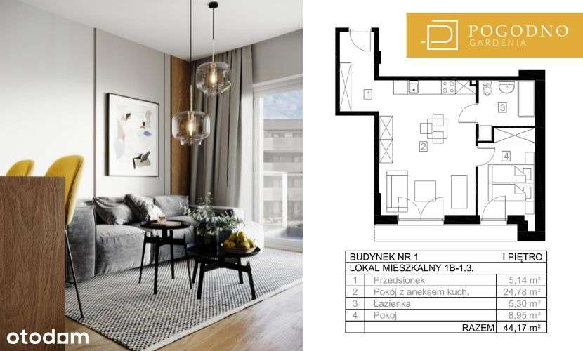 Gardenia Pogodno | Mieszkanie 2-pokojowe 44 mkw - Pełny obrazek: 3/10