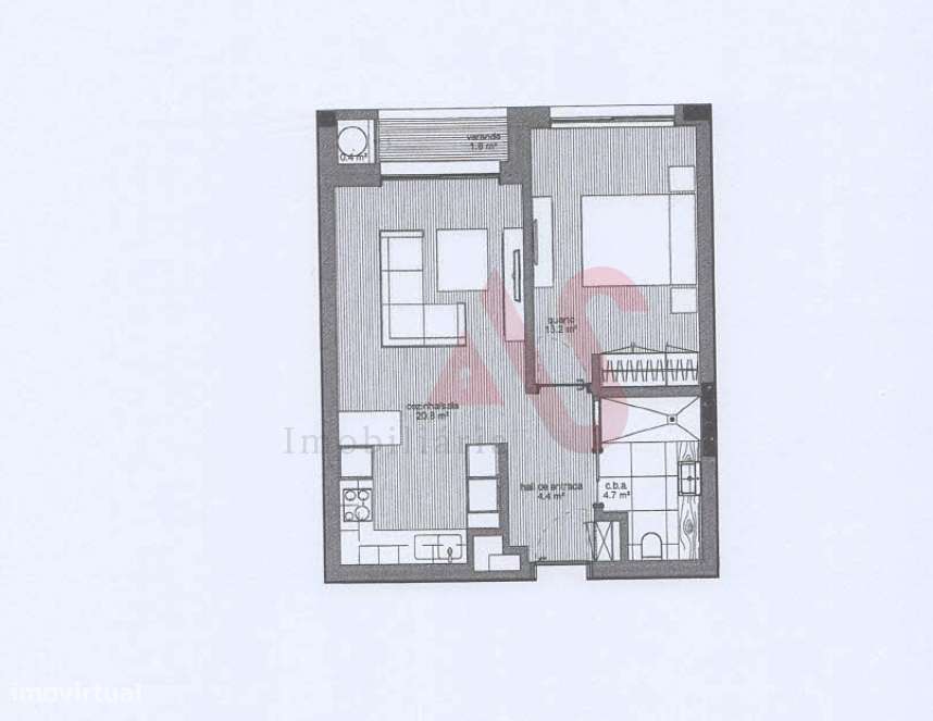 Apartamento T1 com varanda localizado no empreendimento Alta Vista-14