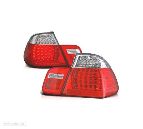 FAROLINS TRASEIROS LED PARA BMW E46 01-05 VERMELHO BRANCO - 1