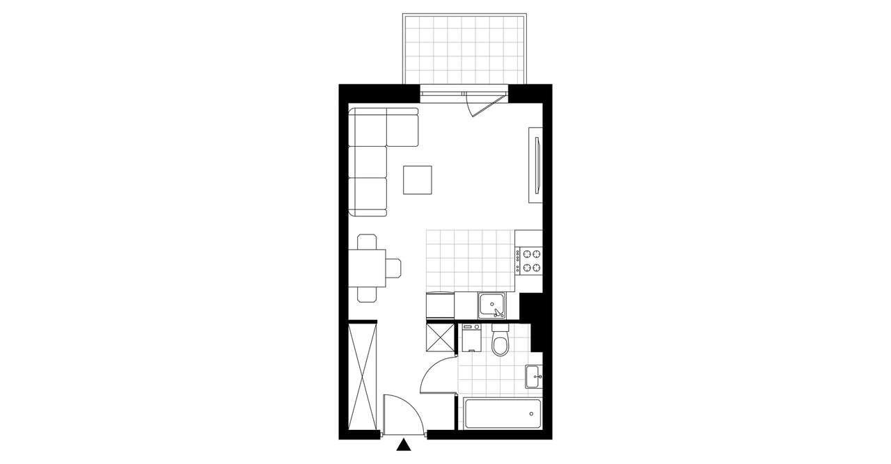 1-pokojowy apartament inwestycyjny 27m2 + balkon - Pełny obrazek: 3/8