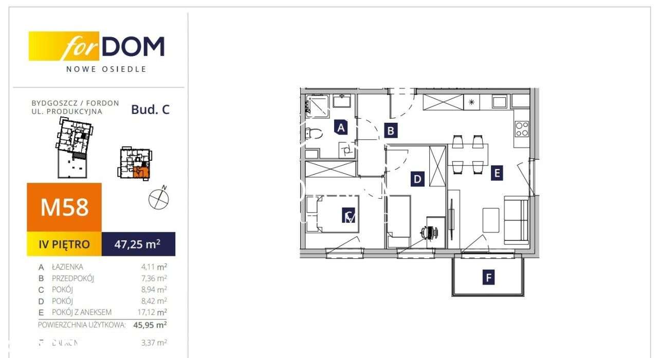 Fordon 3-pokojowe mieszkanie na sprzedaż.-4