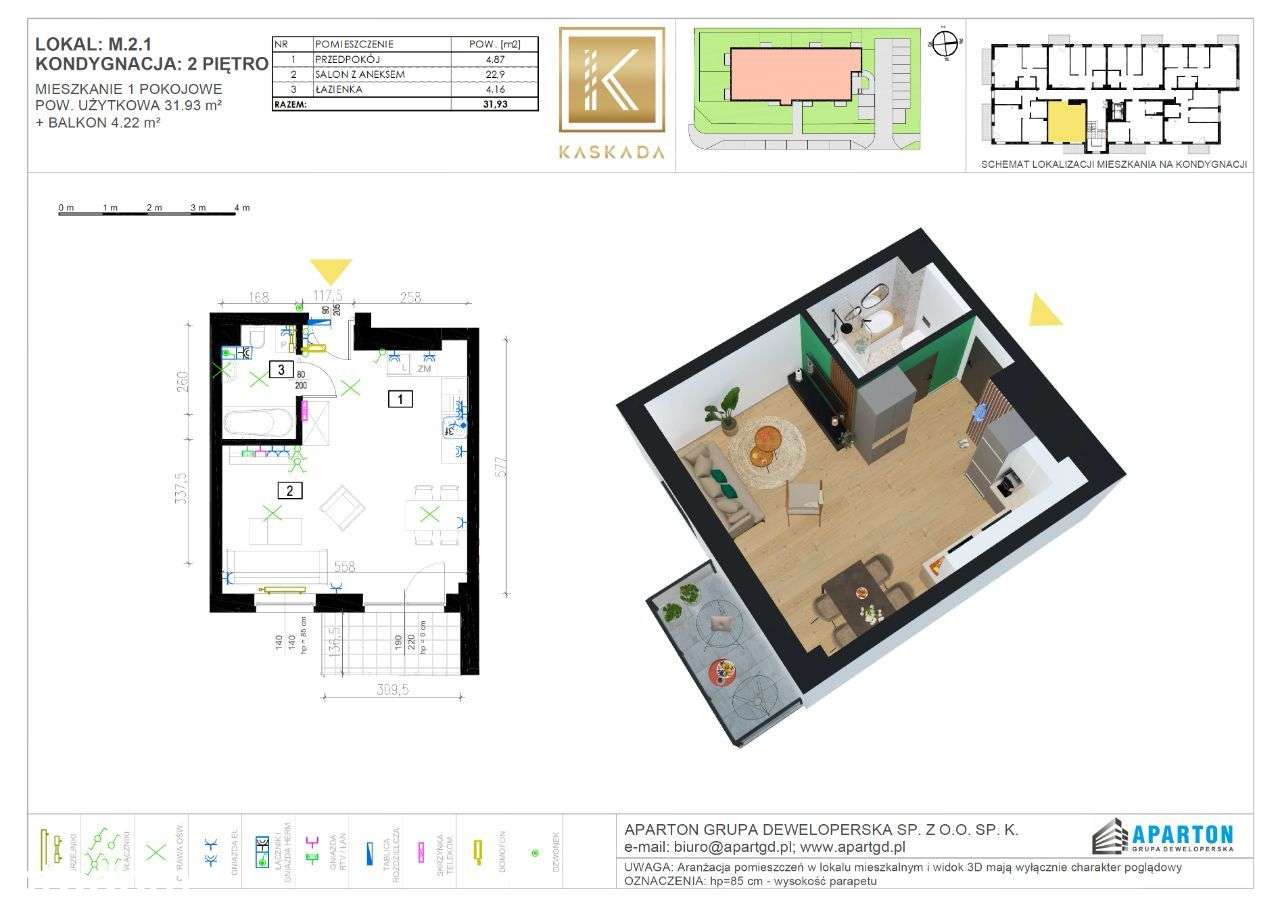 Kawalerka w inwestycji premium! Kaskada! M.2.1 ROLETY W CENIE - Pełny obrazek: 2/8