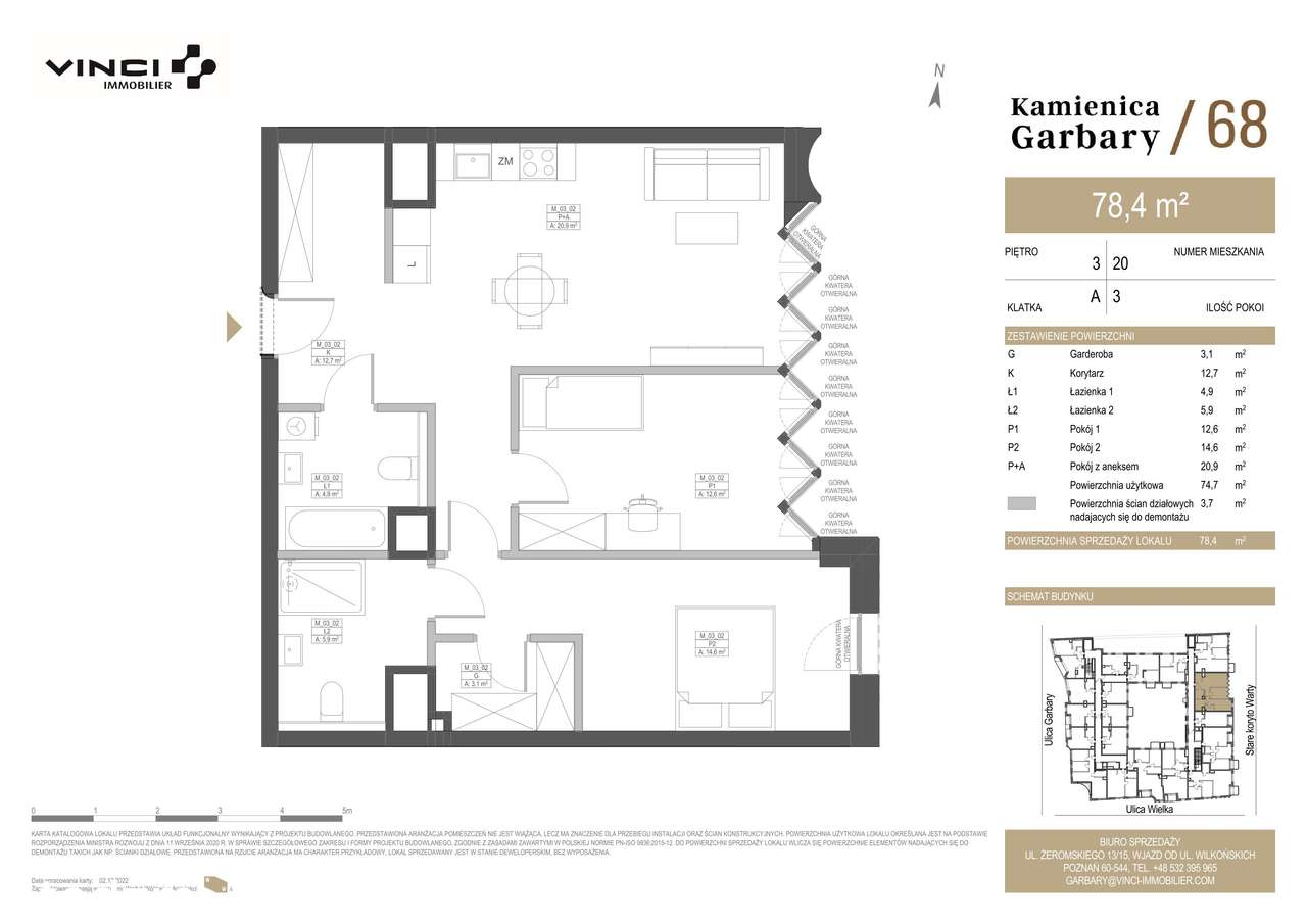 Garbary 68 | mieszkanie 3-pok. | M20 - Pełny obrazek: 2/7