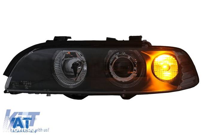 Faruri Angel Eyes compatibil cu BMW Seria 5 E39 (1995-2000) Angel Eyes Negru - 3